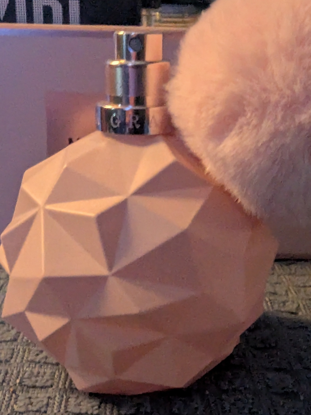 Ariana Grande Pink Faceted Perfume Bottle with Fluffy Pom